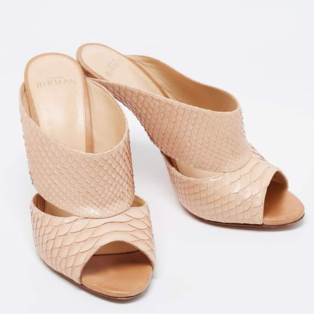 Alexandre Birman Beige Python Leather Slide Sanda… - image 4